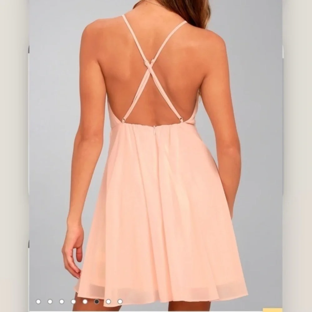 NWT Lulus Letter of Love Blush Pink Cross Cross Backless Skater Dress‎ SMALL